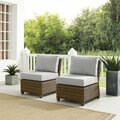 Curtilage 32.5 x 25 x 31.5 in. Outdoor Wicker Chair Set with 2 Armless Chairs, Gray & Weathered Brown-2 Piece CU3036220